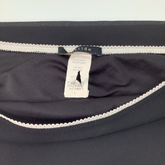 Vintage Lipslide Black Slip Skirt L Large Lace Detail Lined Academia Grunge - Picture 9 of 9